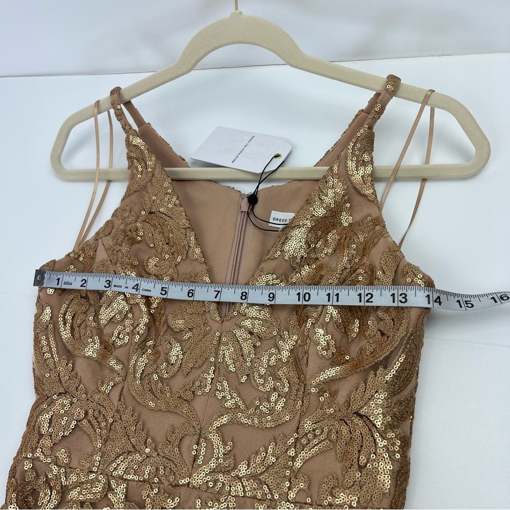 Dress the Population Blair Gold Nude Embellished Midi Dress Women’s Size XS NEW - Picture 7 of 13